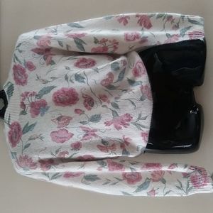 Vintage Floral Muckneck Sweater Silk & Angora Lambswool Small